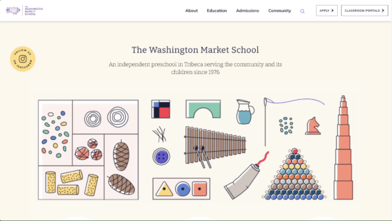 The Washington Market School's website home page